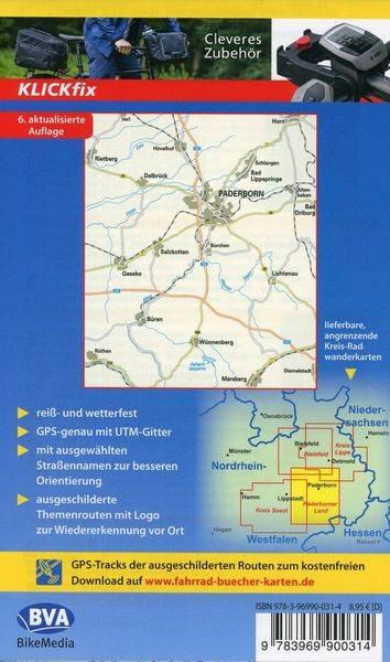 Radwanderkarte BVA Die schönsten Radtouren im Paderborner Land 1:50.000, reiß- und wetterfest, GPS-Tracks Download