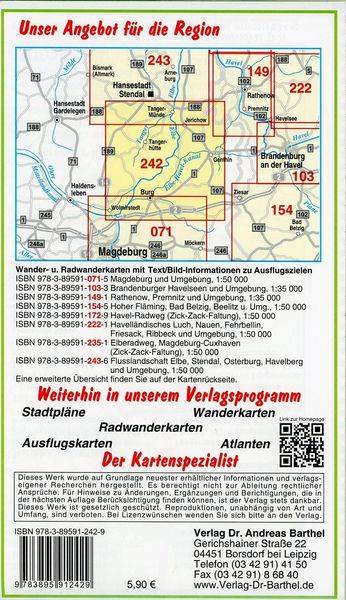 Radwander- und Wanderkarte Flusslandschaft Elbe. Burg, Jerichow, Tangermünde und Umgebung 1 : 50 000