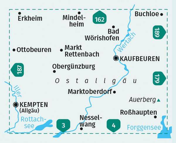 KOMPASS Wanderkarte 188 Ostallgäu, Kaufbeuren 1:50.000