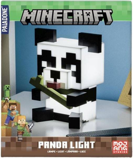 Paladone Minecraft Panda Nachtlicht, LED Beleuchtung, Bambusdetail, Batteriebetrieben