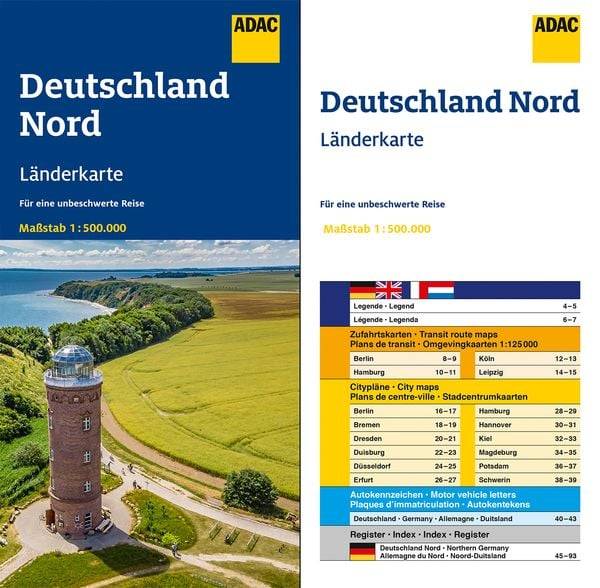 ADAC Länderkarte Deutschland Nord 1:500.000