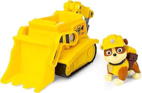 PAW Patrol, Baustellen-Fahrzeug mit Rubble-Figur (Sustainable Basic Vehicle/Basis Fahrzeug)