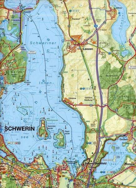 Schweriner See 1 : 35 000 Rad-, Wander- und Gewässerkarte