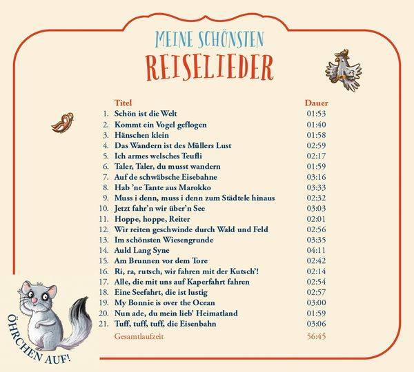 Öhrchen auf! Meine schönsten Reiselieder (Audio-CD)