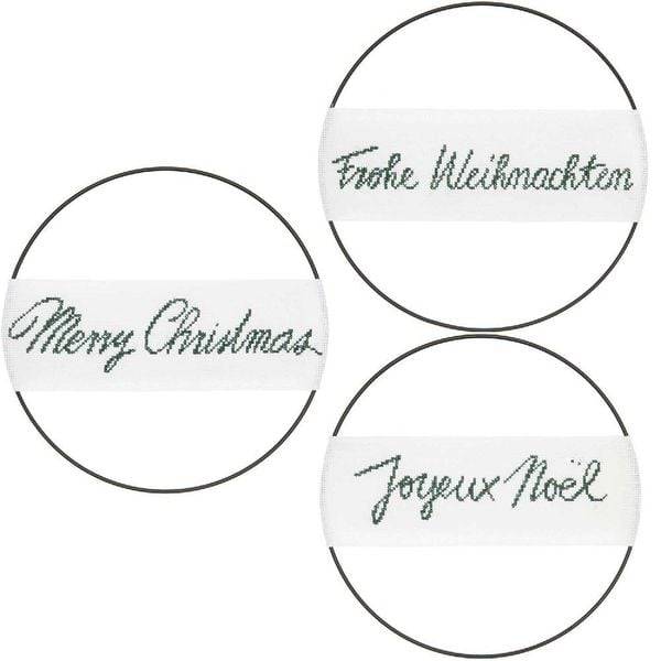 Stickpackung Gezählter Kreuzstich, Band Schriftzug "Frohe Weihnachten"