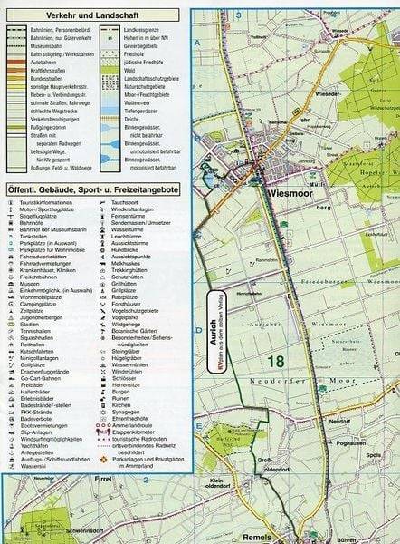 Ammerland Landkreis & Oldenburg, KVplan, Radkarte/Knotenpunktkarte//Routenkarte zur Ammerlandroute/Wanderkarte, 1:60.000