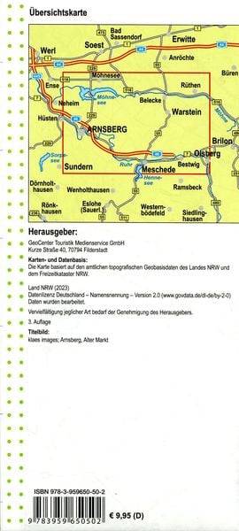 Arnsberg, Meschede, Warstein und Möhnsee Blatt 13, topographische Wanderkarte NRW