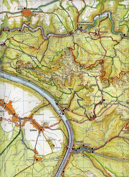 Große Karte der Sächsischen Schweiz 1:30 000