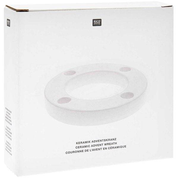 Adventskranz Keramik, weiß,Ø 12,5 cm