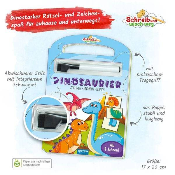 Trötsch Pappenbuch Schreib und wisch weg Pappenbuch Dinosaurier