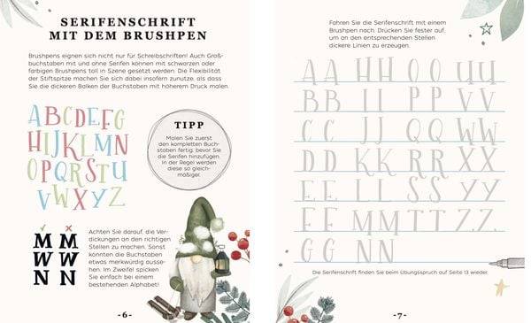 Design Paper A6: Frohe Weihnachten. Mit Handlettering-Grundkurs
