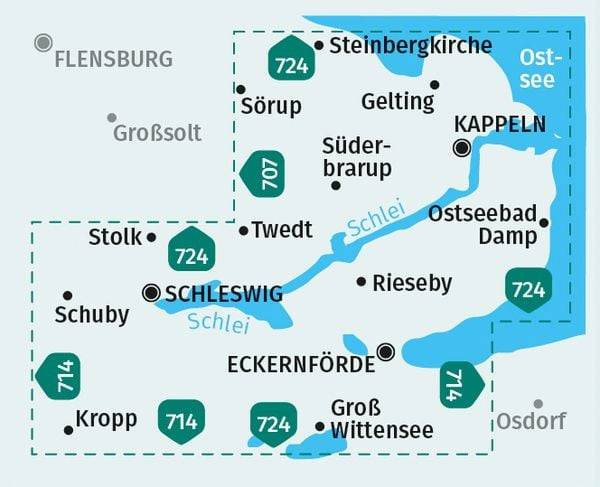 KOMPASS Wanderkarte 708 Ostseefjord Schlei, Schleswig 1:35.000