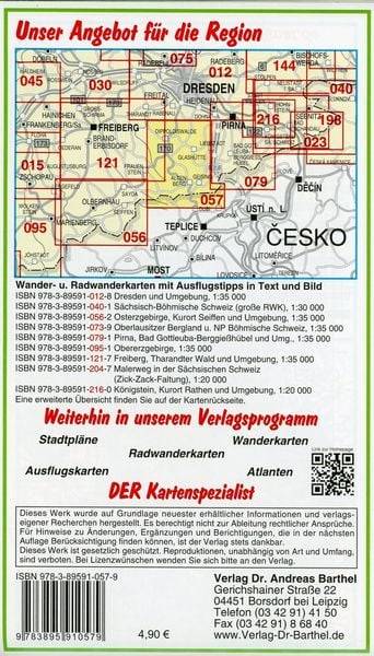 Osterzgebirge. Altenberg, Glashütte, Dippoldiswalde und Umgebung 1 : 35 000. Wander-, Ski- und Radwanderkarte
