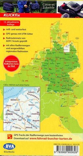 ADFC-Radtourenkarte 3 Ostseeküste Mecklenburg 1:150.000, reiß- und wetterfest, E-Bike geeignet, GPS-Tracks Download
