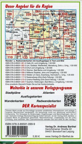 Radwander- und Wanderkarte Mittleres Saaletal Naumburg und Umgebung 1 : 35 000