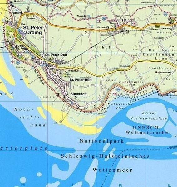 Nordfriesland Kreis mit Sylt, Amrum, Föhr und Halligen, KVplan, Radkarte/Freizeitkarte/Wanderkarte, 1:60.000