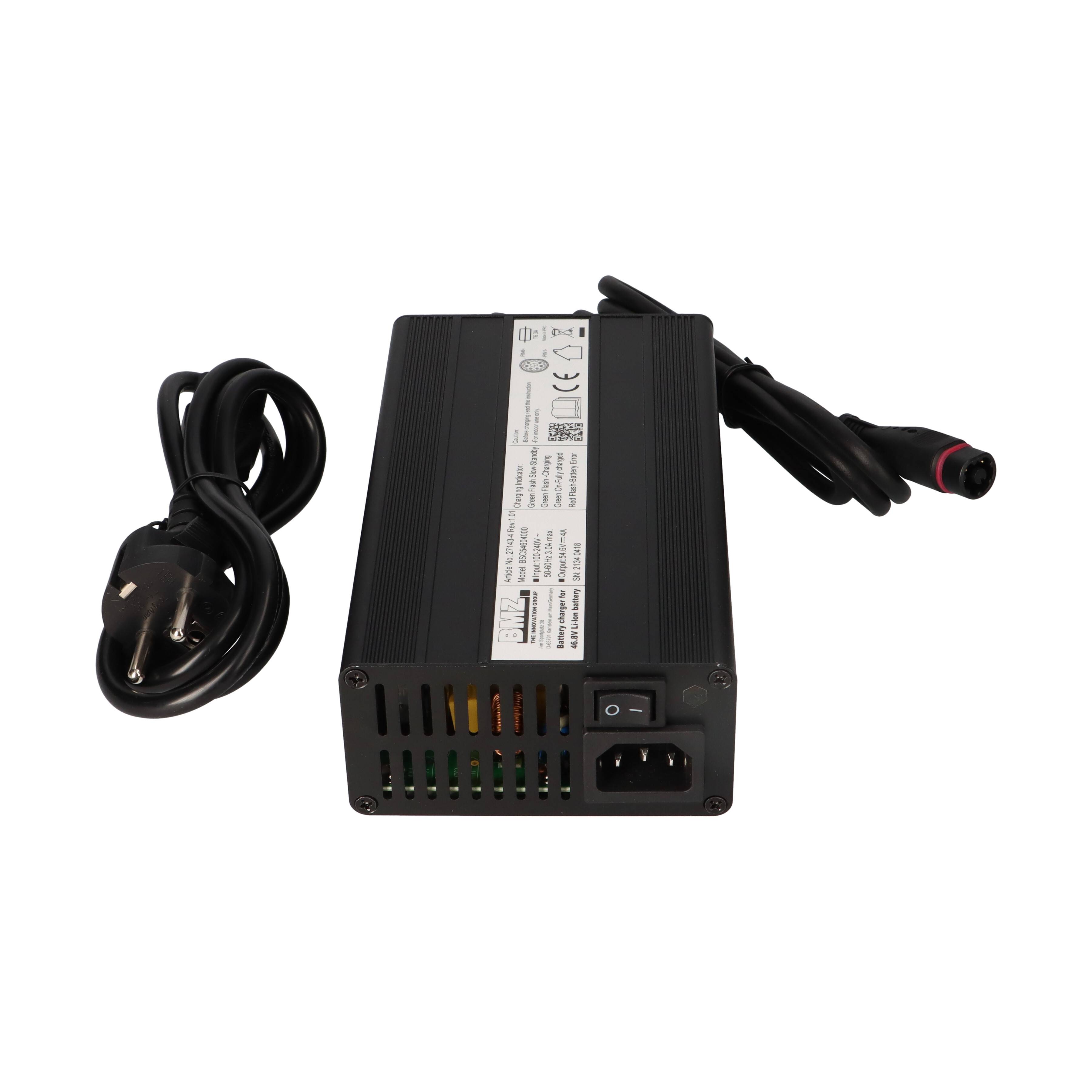 E-Bike Akku Ladegerät BMZ Li-Ion 54,6V 4A Stecker Hirschmann
