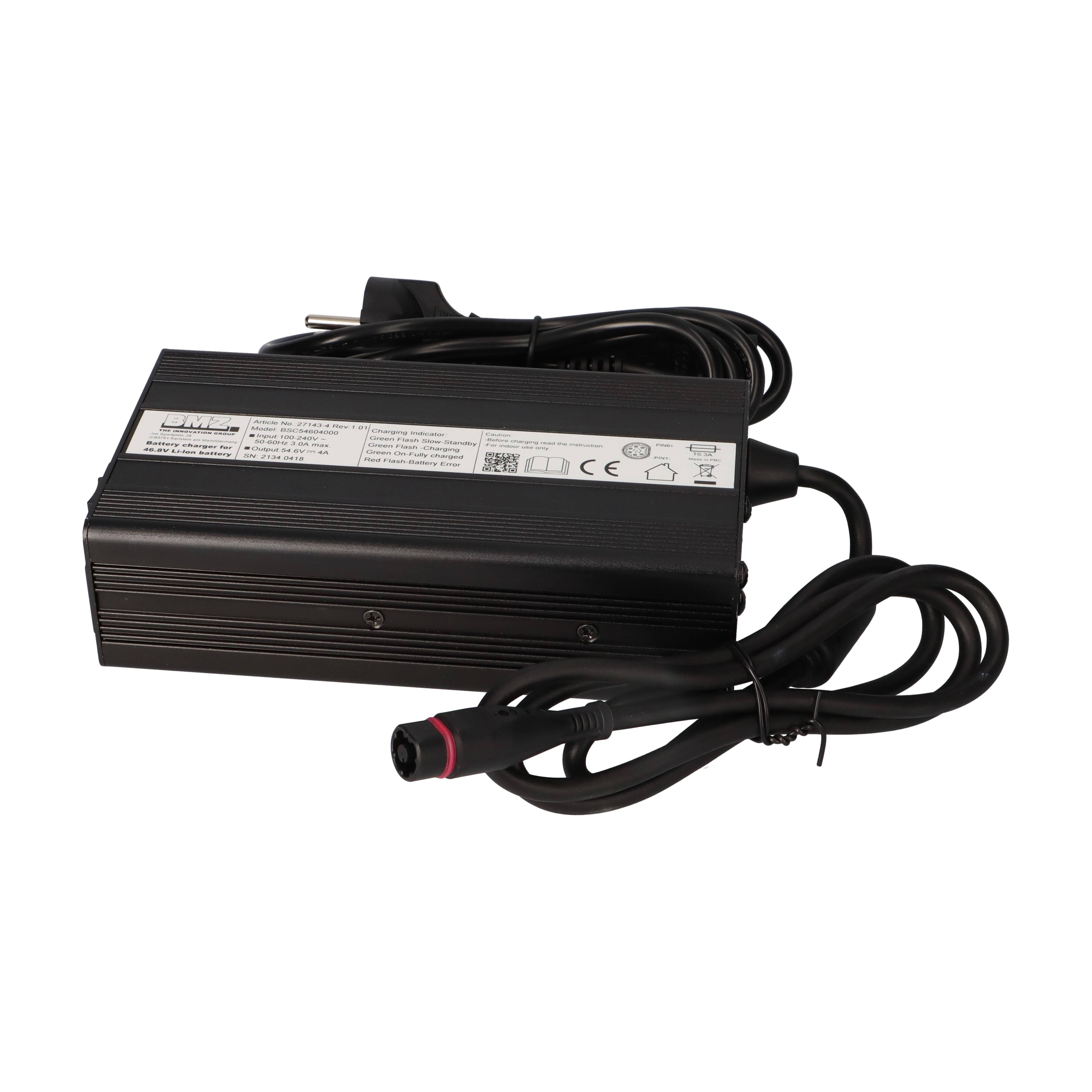 E-Bike Akku Ladegerät BMZ Li-Ion 54,6V 4A Stecker Hirschmann