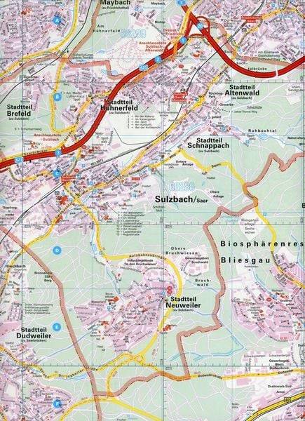 Falk Stadtplan Extra Standardfaltung Saarbrücken