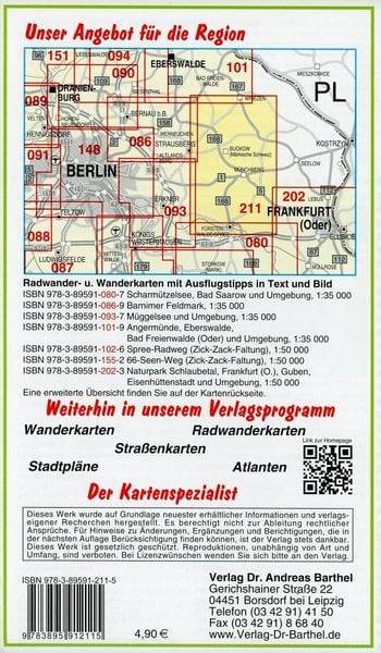 Radwander- und Wanderkarte Naturpark Märkische Schweiz, Buckow, Waldsieversdorf und Umgebung 1 : 50 000