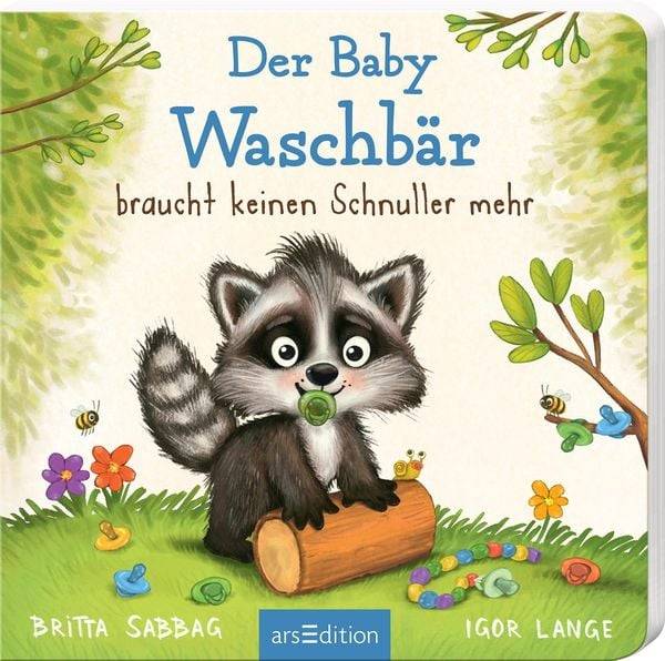 Der Baby Waschbär braucht keinen Schnuller mehr