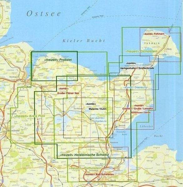 Plön Kreis, KVplan, Radkarte/Freizeitkarte, 1:60.000 / 1:25.000
