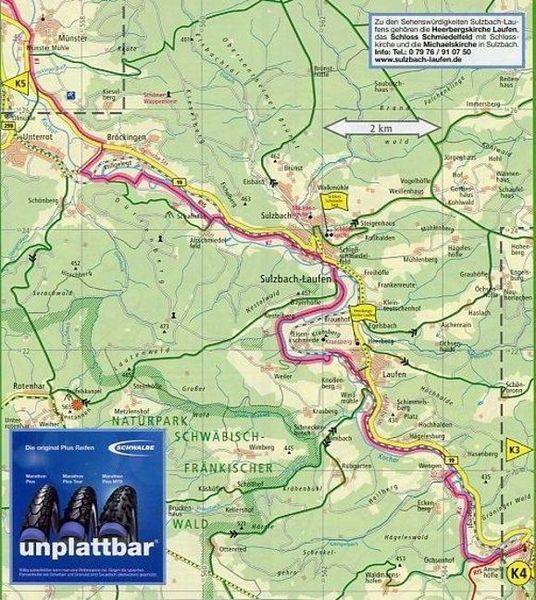 Kocher-Jagst-Radweg 1 : 50 000