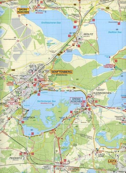 Radwander- und Wanderkarte Lausitzer Seenland, Senftenberg, Hoyerswerda und Umgebung 1 : 50 000