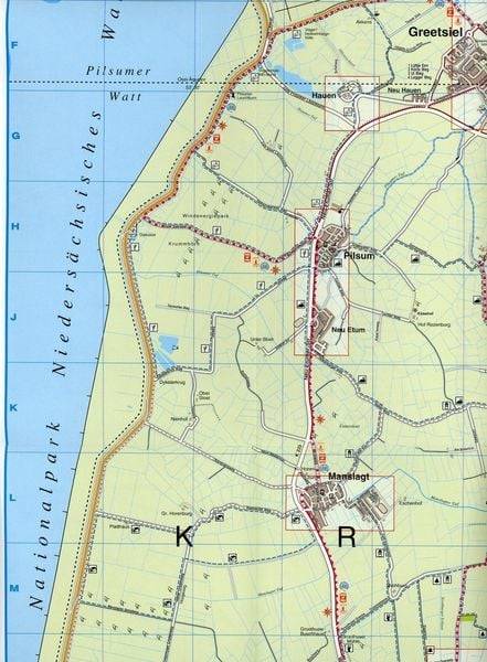 Krummhörn & Greetsiel (mit 19 Detailkarten), KVplan, Radkarte/Freizeitkarte/Stadtplan, 1:30.000 / 1:7.500