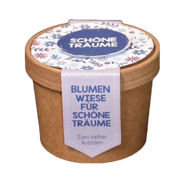 Aussaattopf. Blumenwiese zum Aussäen für schöne Träume