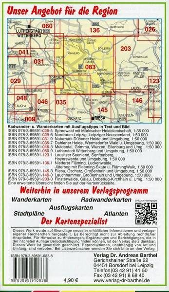 Radwander- und Wanderkarte Torgau, Herzberg, Bad Liebenwerda und Umgebung 1:50 000