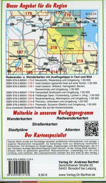 Radwander- und Wanderkarte Ueckermünde, Torgelow, Eggesin und Umgebung 1 :50 000