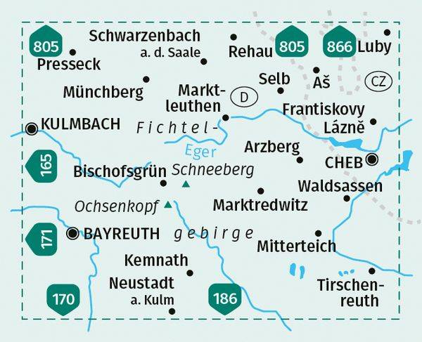 KOMPASS Wanderkarte 191 Fichtelgebirge, Bayreuth, Marktredwitz 1:50.000