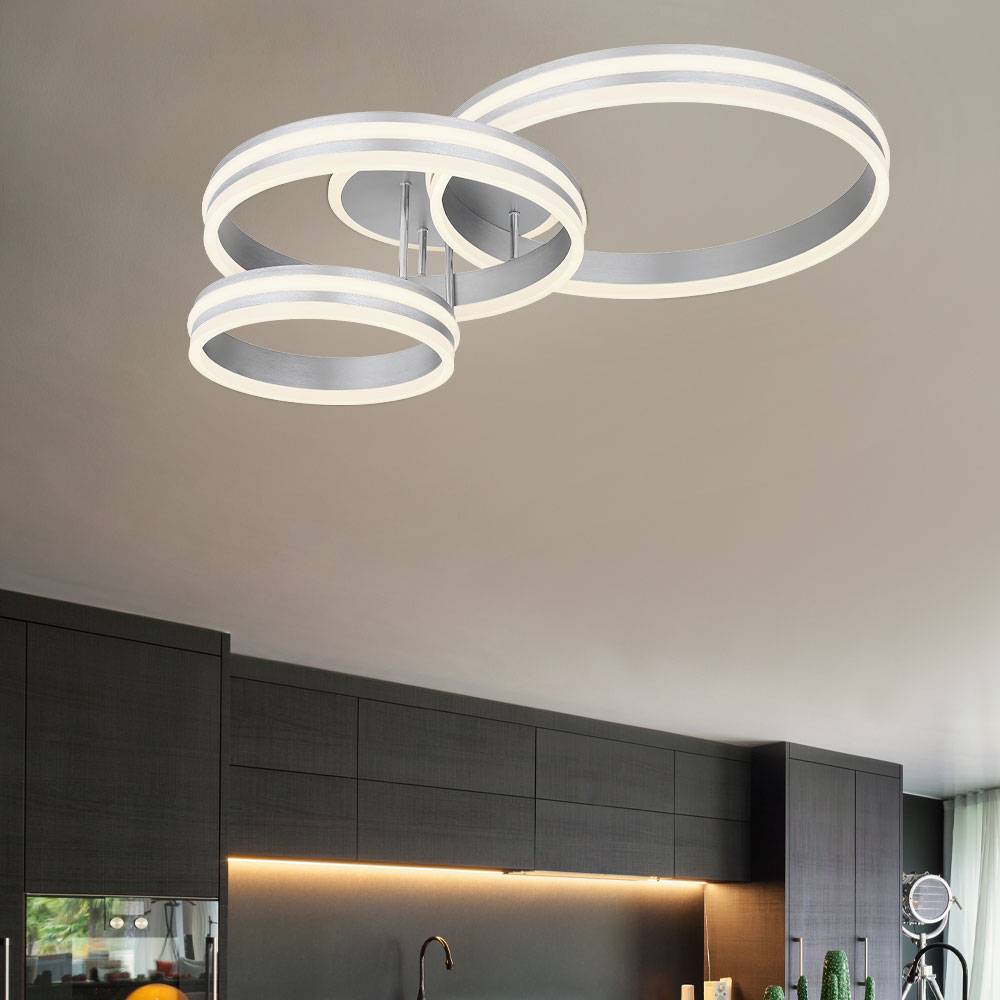 Ring Deckenleuchte dimmbar Deckenlampe LED dimmbar Fernbedienung Deckenlampe Ringe LED, CCT, 72W 3460lm 2700K-6000K, LxBxH 80x60x20 cm