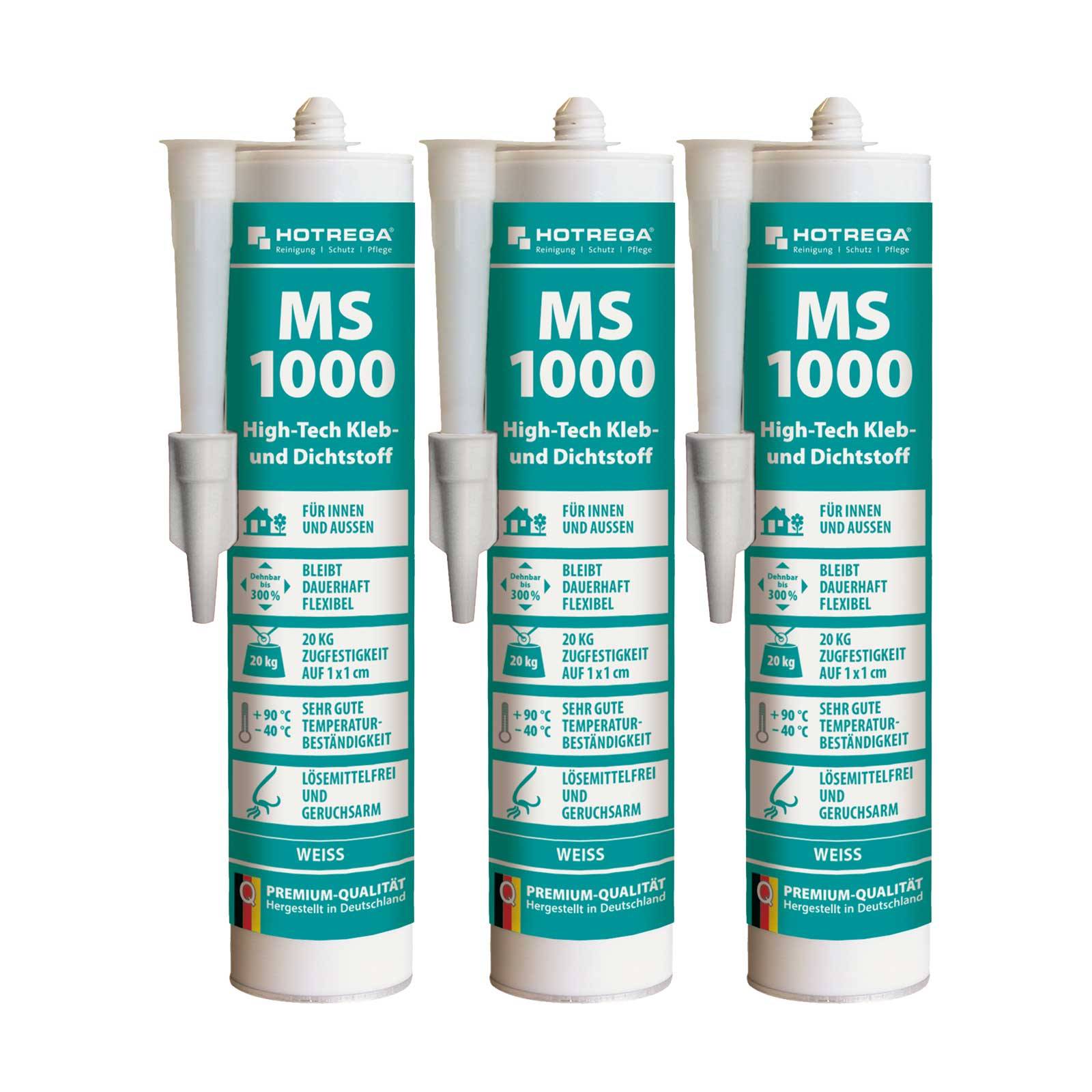 HOTREGA High Tech Klebstoff & Dichtstoff MS 1000 3 Stück - Farbe:weiß
