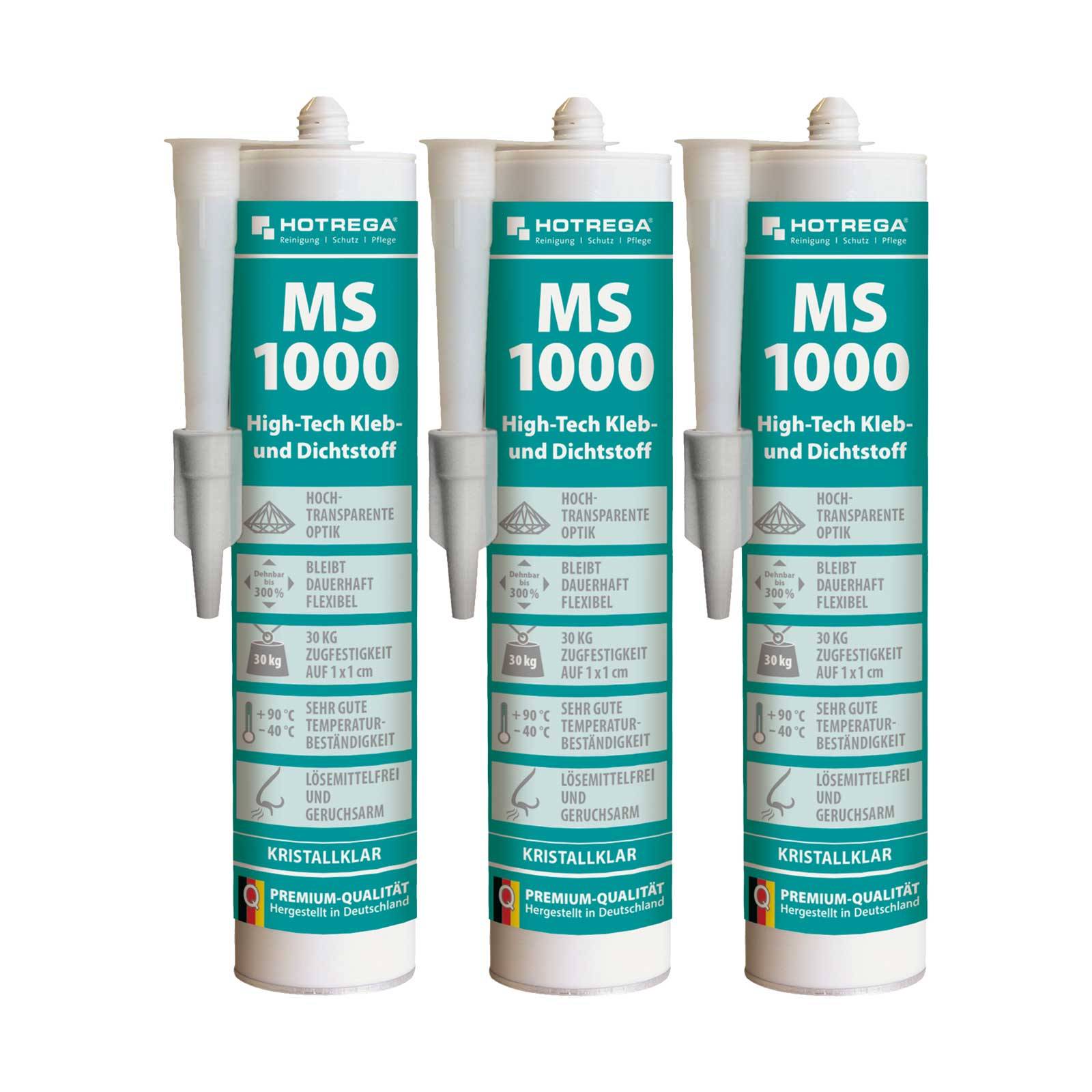 HOTREGA High Tech Klebstoff & Dichtstoff MS 1000 3 Stück - Farbe:klar