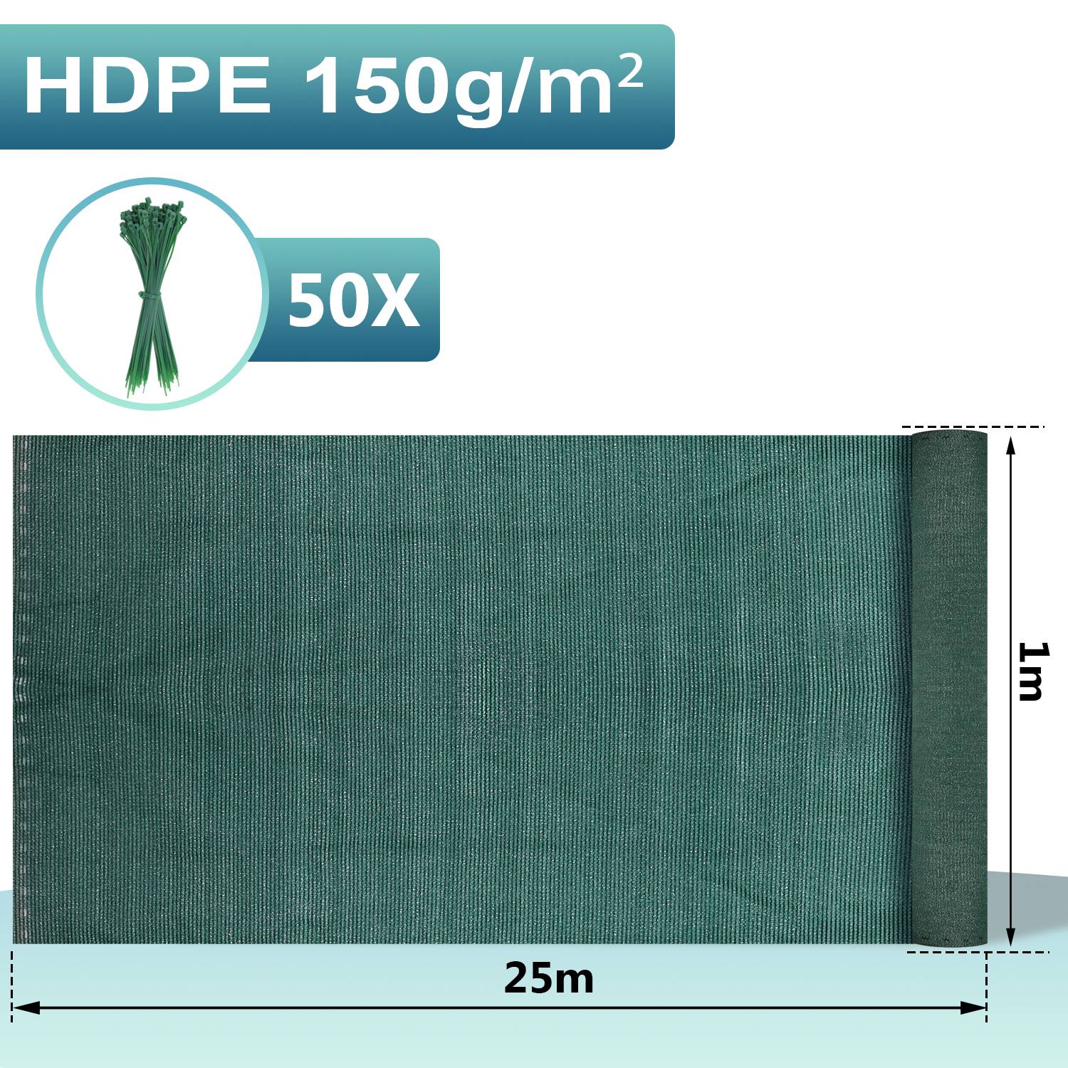 Zaunblende Tennisblende aus HDPE 150 g/m² Sichtschutz Zaunblend 1*25m dunkelgrün