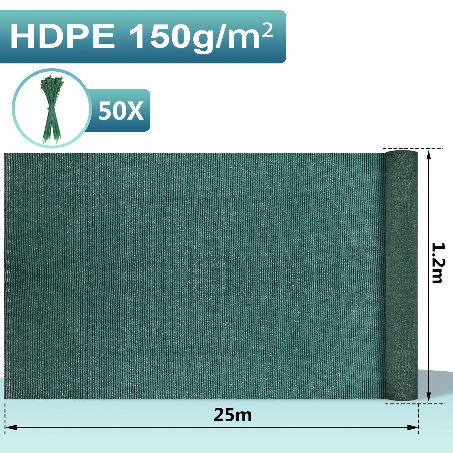 Zaunblende Tennisblende aus HDPE 150 g/m² Sichtschutz Zaunblend 1.2*25m dunkelgrün