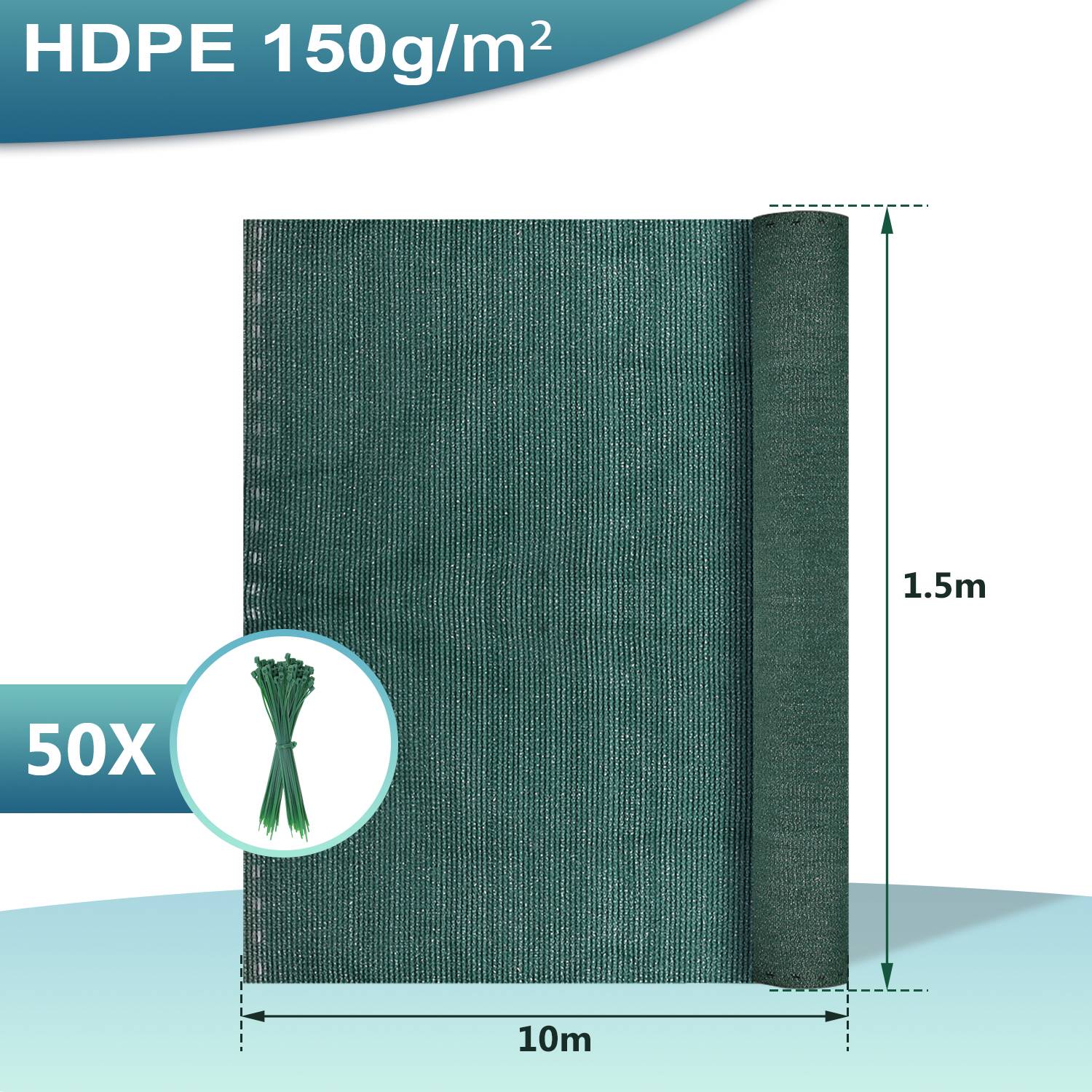 Garten-Sichtschutz Zaunblende HDPE 1.5*10m Dunkelgrün