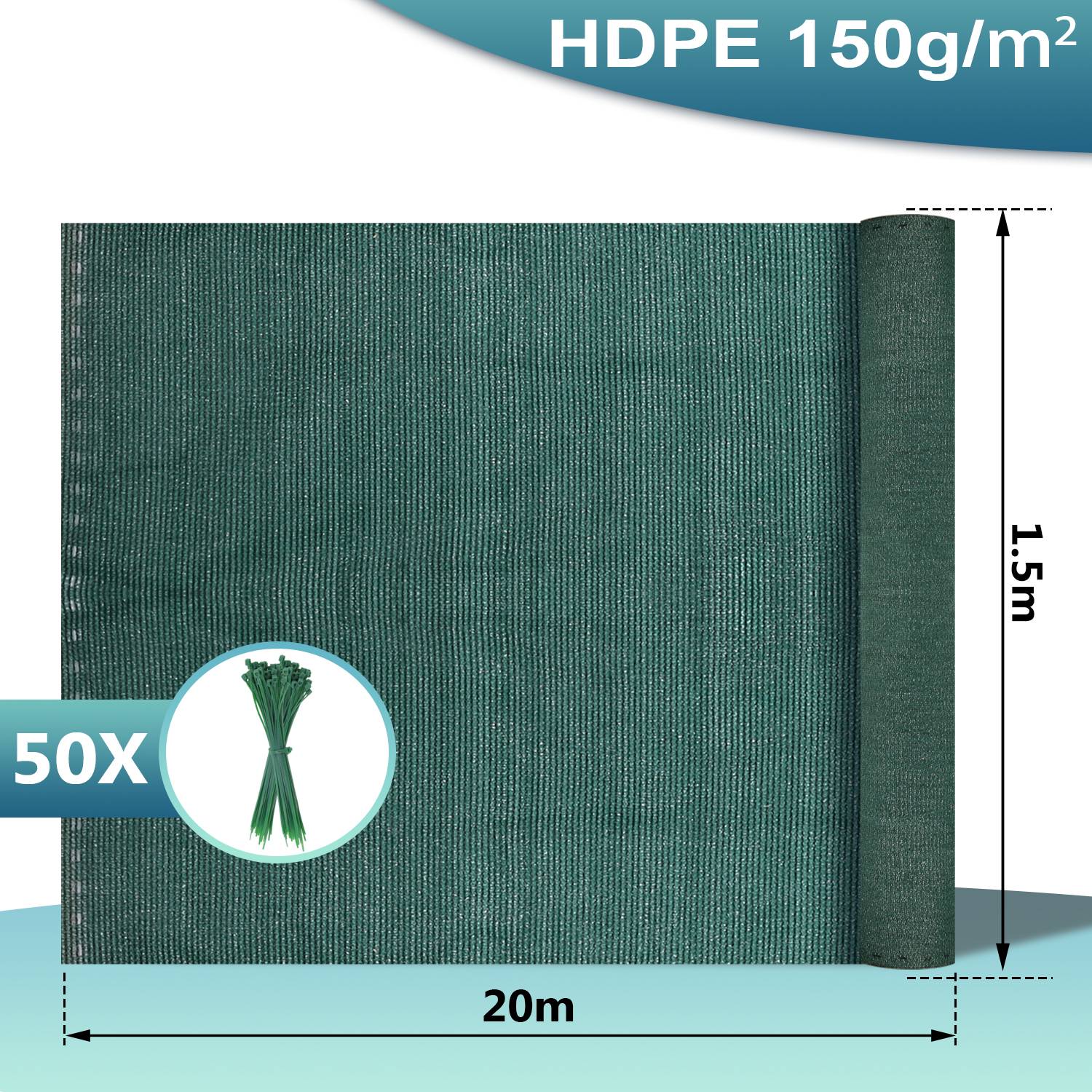 Zaunblende Sichtschutz - Tennissichtschutz Zaunblende Grün 1,5x20 m HDPE 150 g/m²