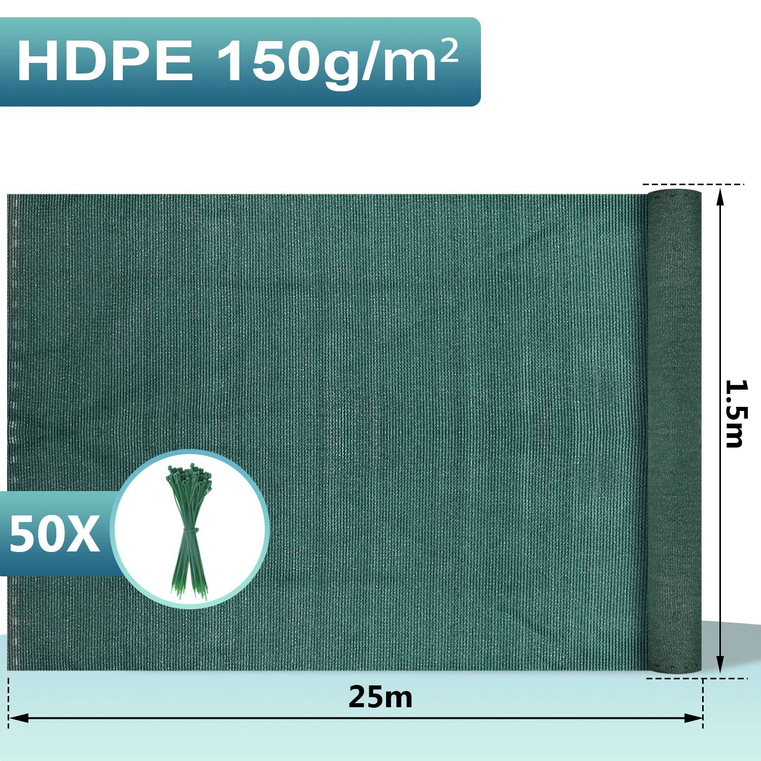 Zaunblende Sichtschutz - Tennissichtschutz Zaunblende Grün 1,5x25 m HDPE 150 g/m²