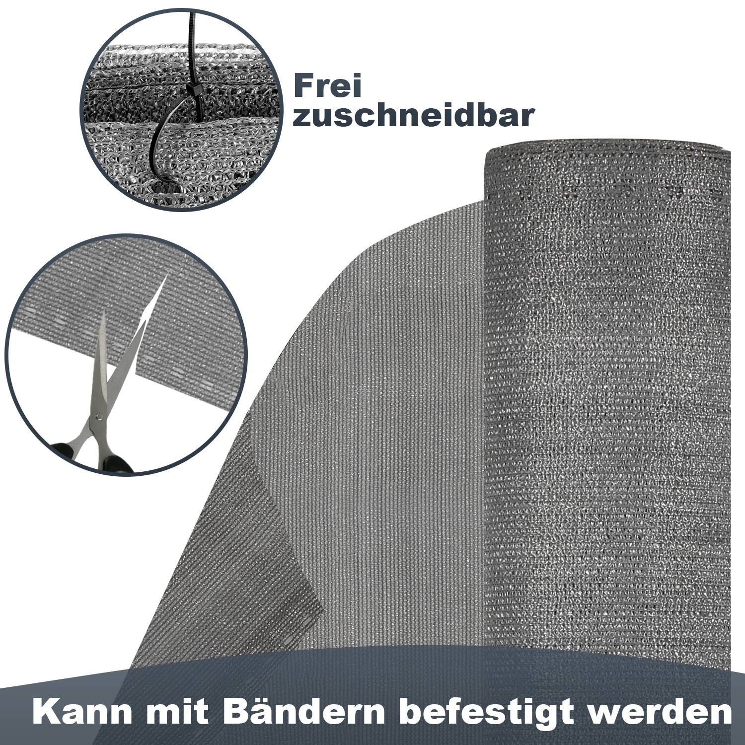 Garten-Sichtschutz Zaunblende HDPE 1.2*25m Grau