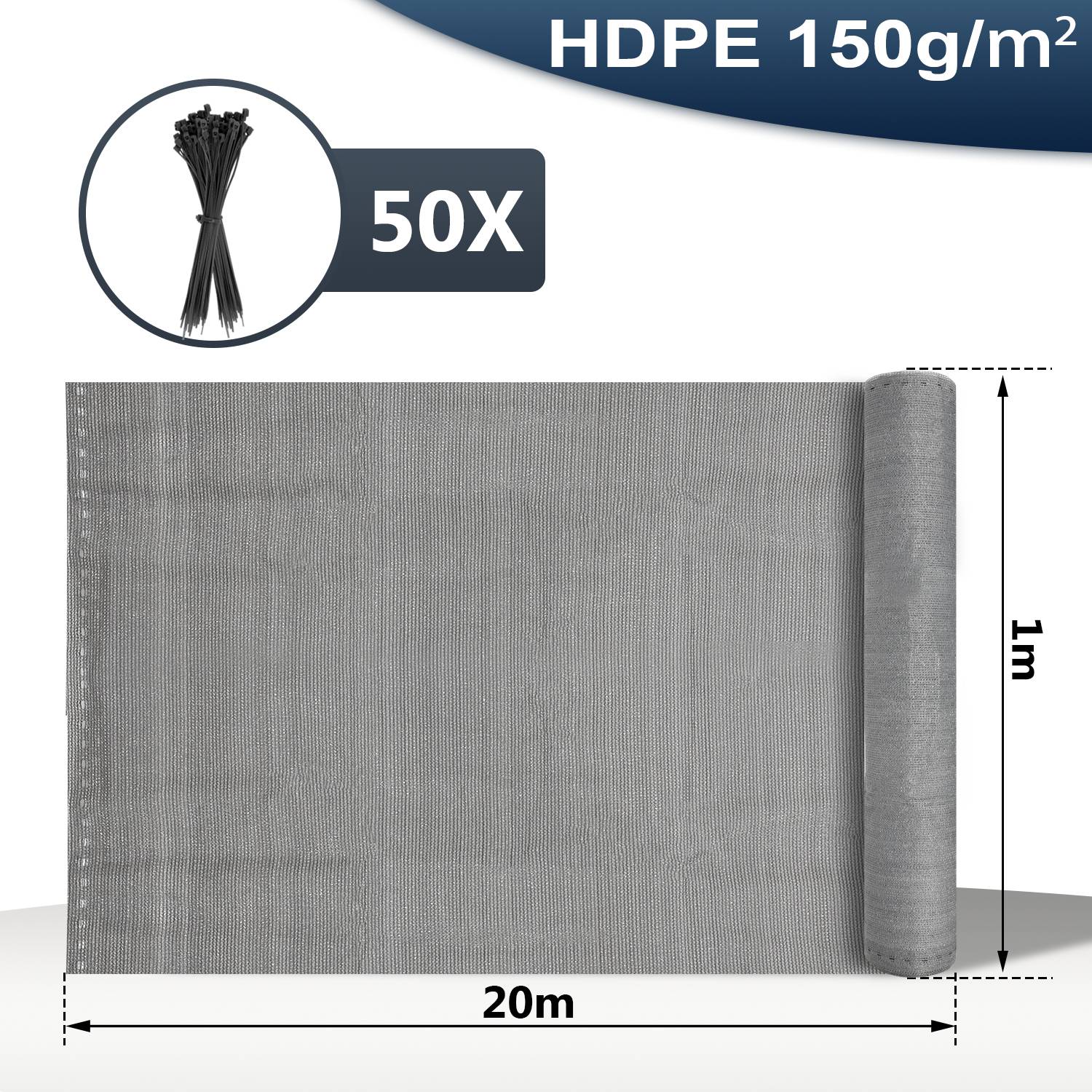 Garten-Sichtschutz Zaunblende HDPE 1*20m Grau