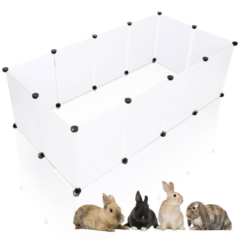 Freigehege 12 Stück 35x45 cm für Kleintiere variabler Aufbau Laufgitter Freilaufgehege Leicht zu montieren Weiß