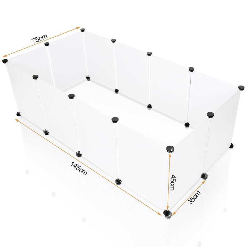 Freigehege Für Kaninchen Modularer Zaunbau Leicht zu montieren Laufstall Weiß 12 Stück 35x45 cm