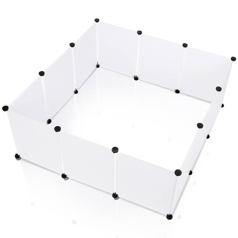 Freigehege Für Kaninchen Modularer Zaunbau Leicht zu montieren Laufstall Weiß 12 Stück 35x45 cm