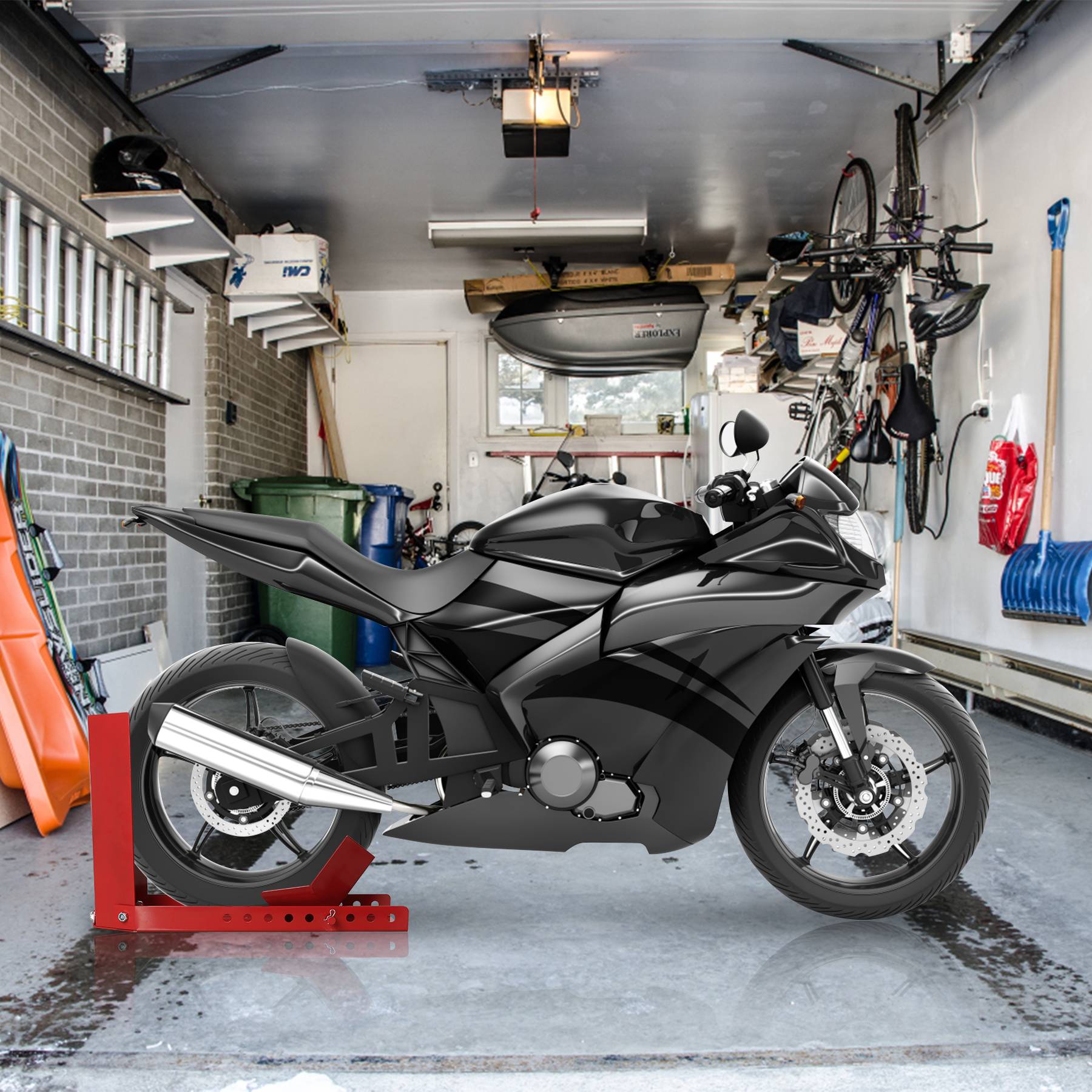 Motorradständer 9 Löcher , Mobile Motorrad Ständer aus Stahl Radwippe Motorradwippe Motorrad Radklemme (2 Stück)