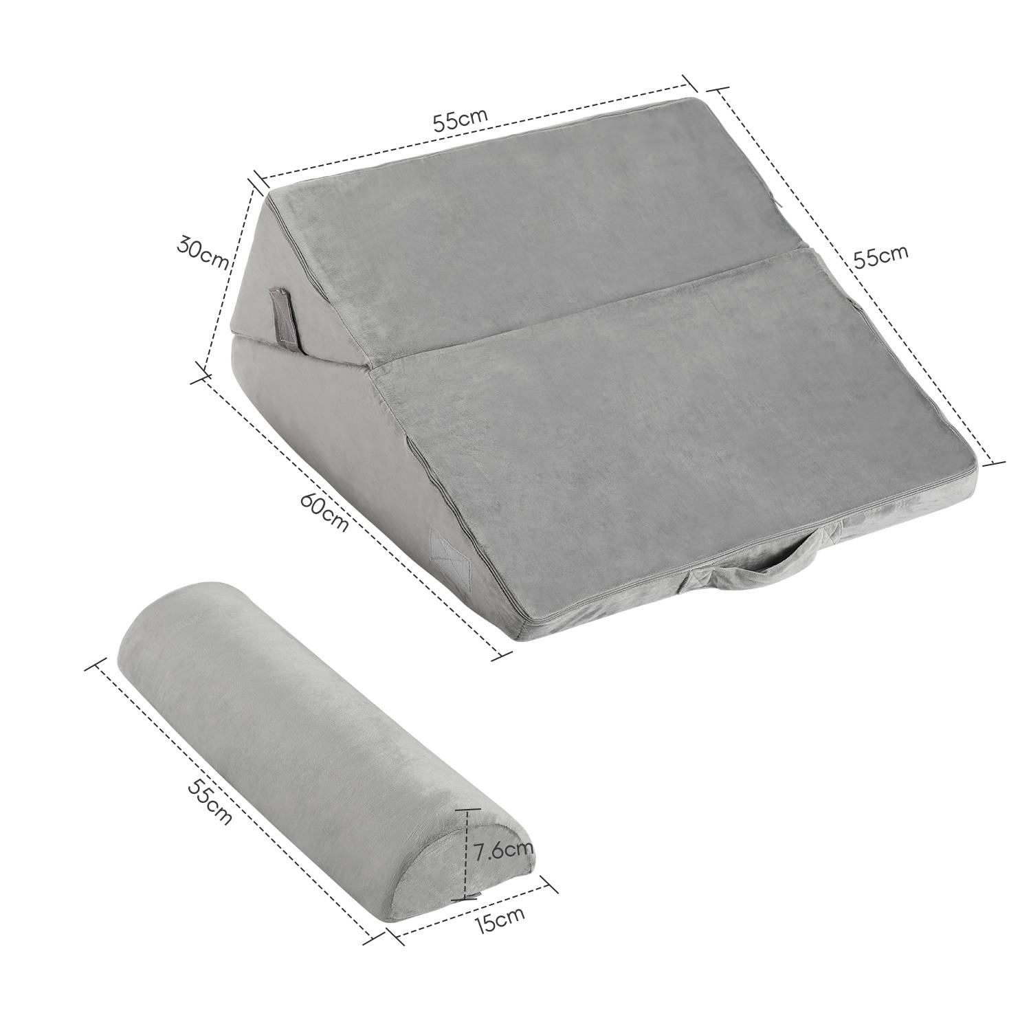 Lesekissen Rückenkissen für Bett und Sofa Relaxkissen Nackenkissen mit Bezug abnehmbar waschbar Memory Foam Beinkissen Relaxkissen Bett Grau