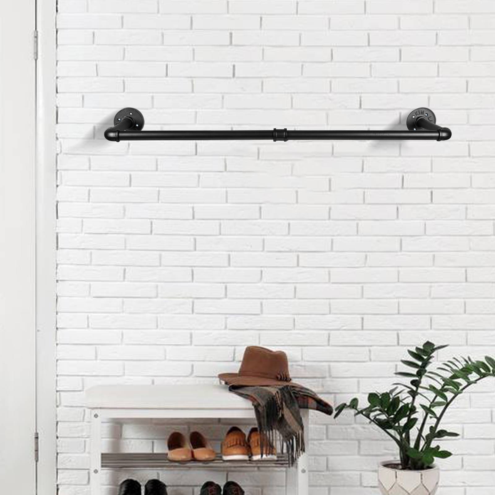 Kleiderstange (1 St),Kleiderständer für die Wand,65 kg Belastbarkeit,Kleiderstange Garderobenstange im Industrie-Design,schwarz