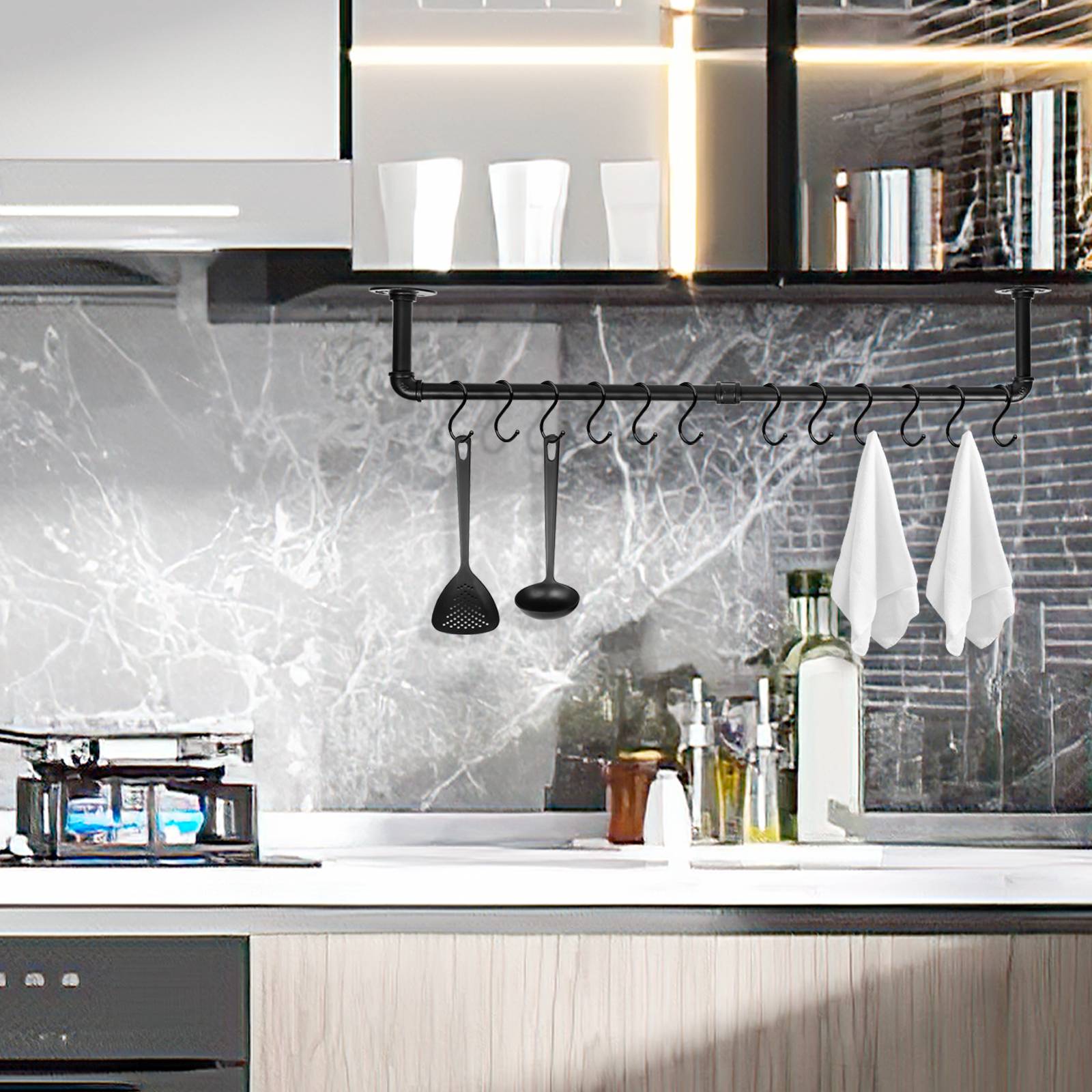 Kleiderstange (1 St),Kleiderständer für die Wand,65 kg Belastbarkeit,Kleiderstange Garderobenstange im Industrie-Design,schwarz